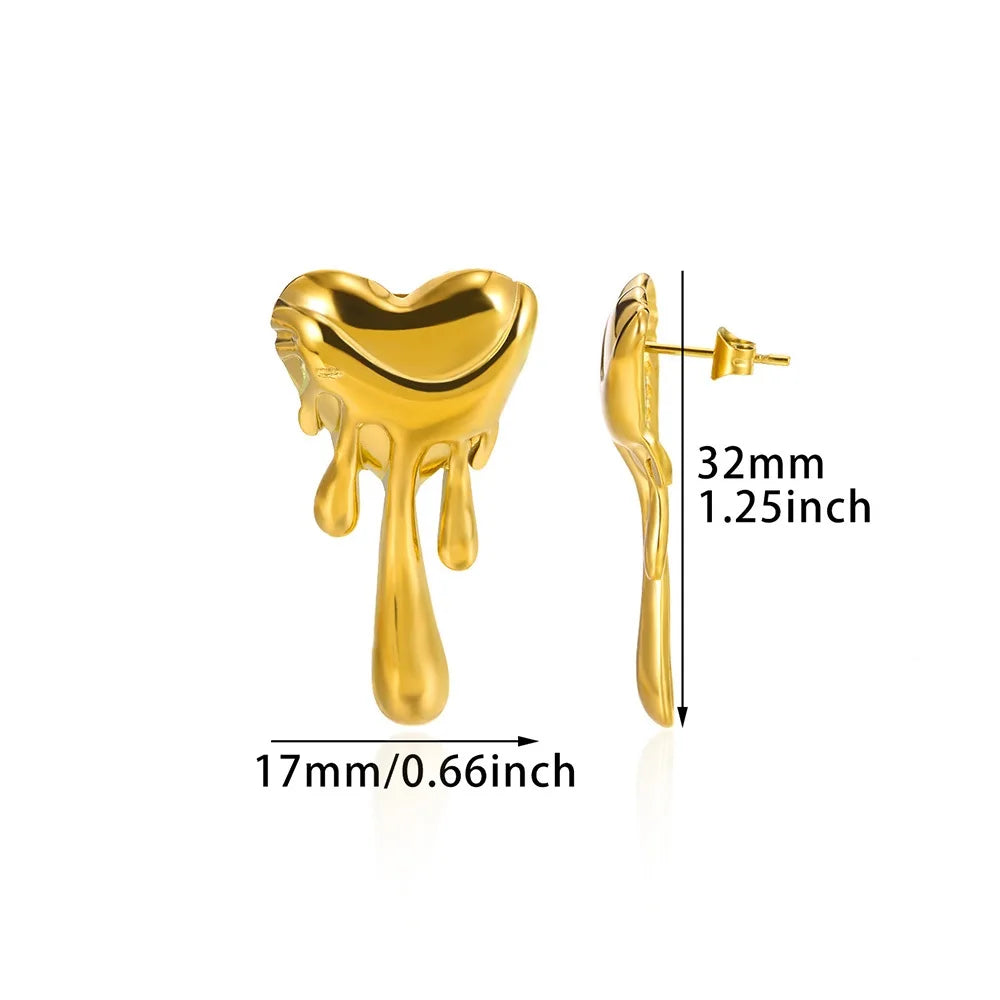 Gothic Heart Earring For Women Stainless Steel Golden Love Earring Wedding Couple Piercing Jewelry Valentine Day Gift сер