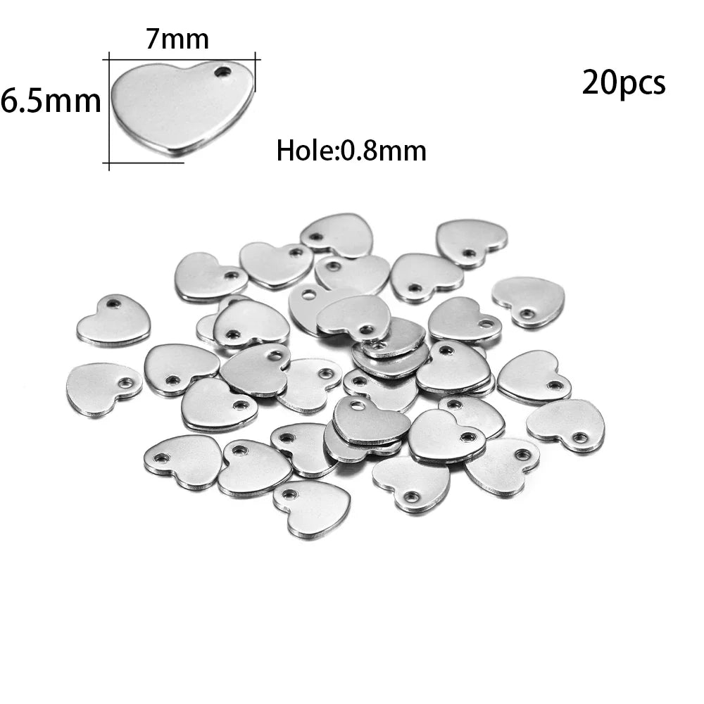 10-50Pcs Gold Stainless Steel Customized Dog Tag Heart-Shaped Oval Blanks Charm Pendant Charms For DIY Jewelry Making Supplies