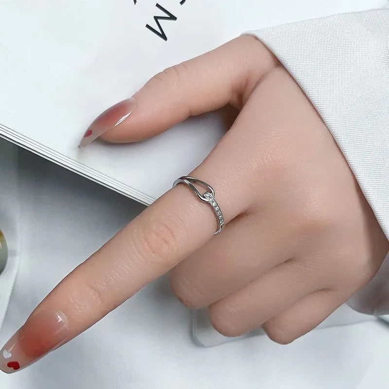 Stainless Steel Pave CZ Hollow Ring Wedding Band for Women Girl Size 5-10