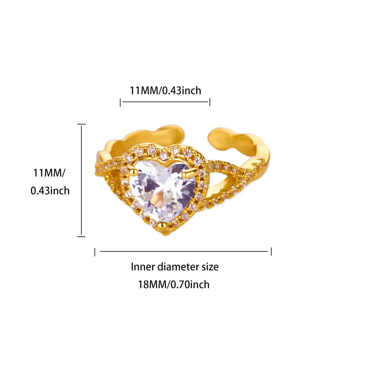 Punk Red Zircon Heart Rings for Women Stainless Steel Gold Color Cheap Open Ring 2025 New Fashion Wedding Couple Jewelry Gift