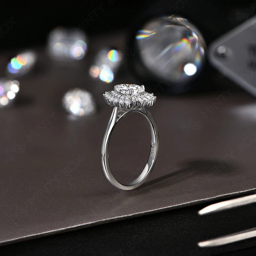 MINTYBOX Pear Shape S925 Silver D VVS1 Moissanite Diamond Rings For Women 18K GOLD Plated Engagement Fine Jewelry Certificated