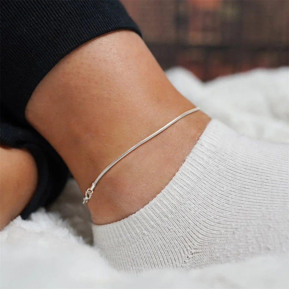 SUNIBI Stainless Steel Snake Chain Anklet for Women Not Allergic Adjustable Sexy Leg Foot Bracelet Gifts Accessorie Dropshipping