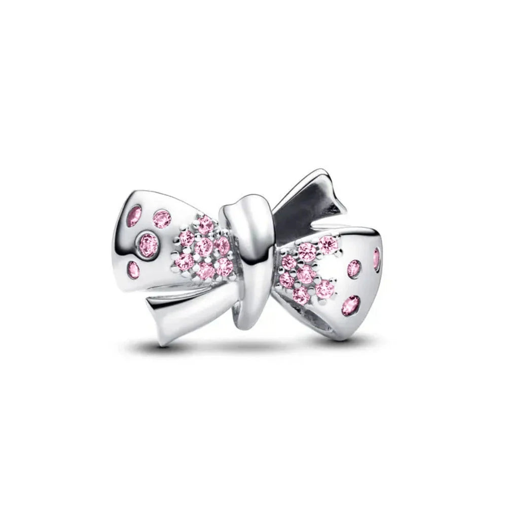 2026 Spring Pink Series Ballon Butterfly Flower Pendant Fit S925 European 925 Sterling Silver Bracelet Bangles Necklace