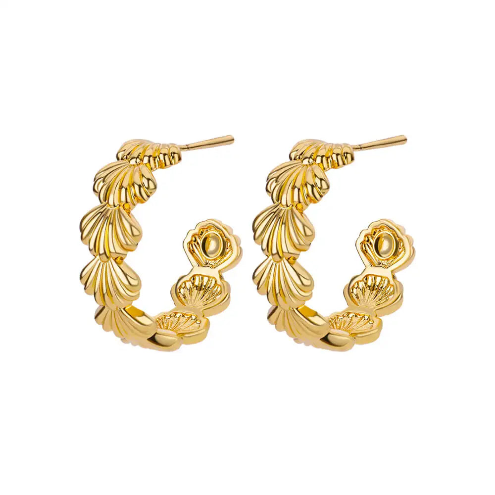 C-shaped Shell Earrings for Women Stainless Steel Waterdrop Teardrop Hoop Earring Fashion Piercing Ear Accessories Party Jewelry