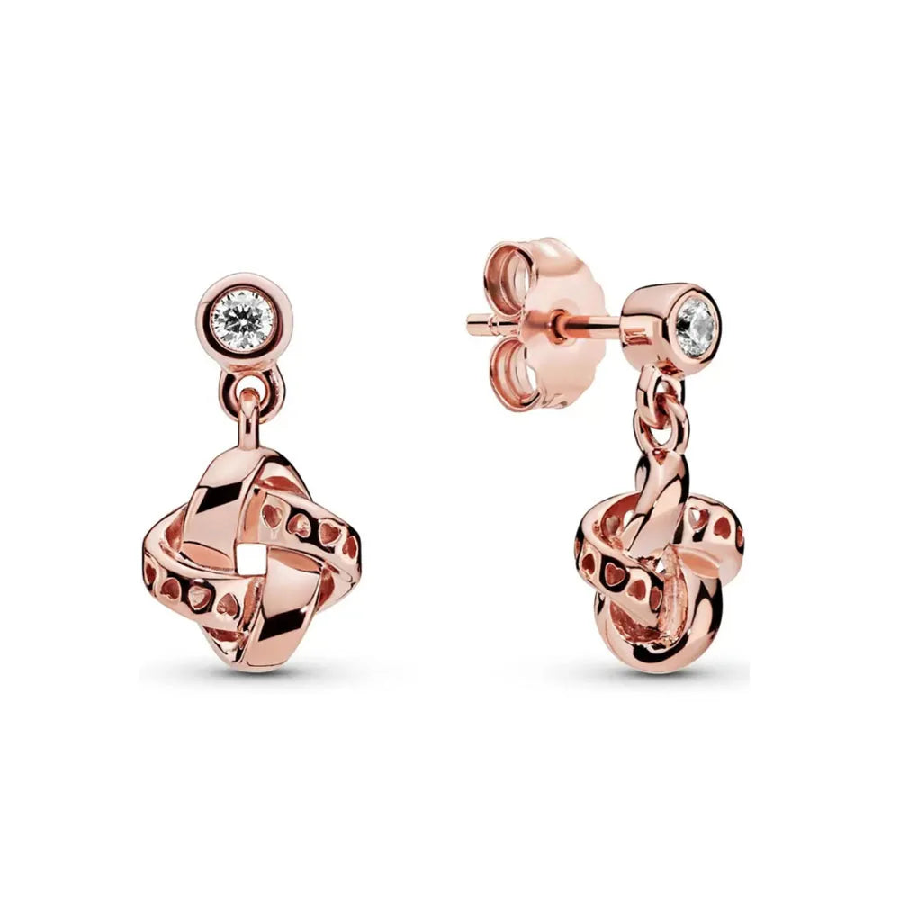 Rose Gold Color 925 Silver Sterling Flower Stud Earrings, Fit Women's Festival Christmas Charm Jewelry Gifts