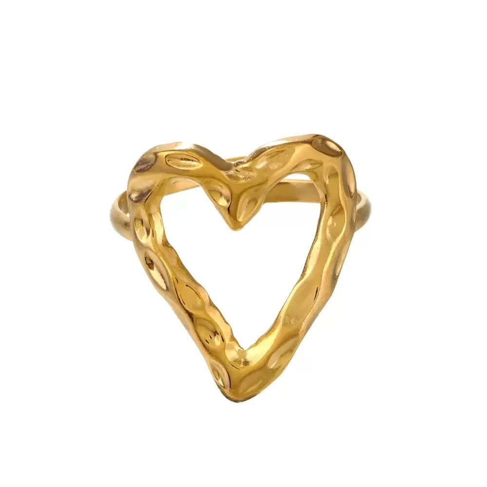 Wholesale High End Waterproof Three-dimensional M Letter Hollow Stainless Steel Finger Ring Trendy for Women Personalize Jewelry