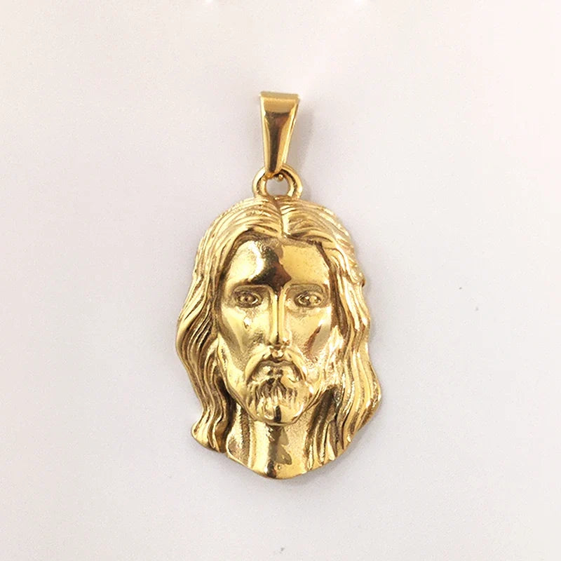 Hot Style Hip Hop 18K Gold Plated Stainless Steel Jesus Pendant for Women Men, Perfect for Daily Outfits & Concert Styles