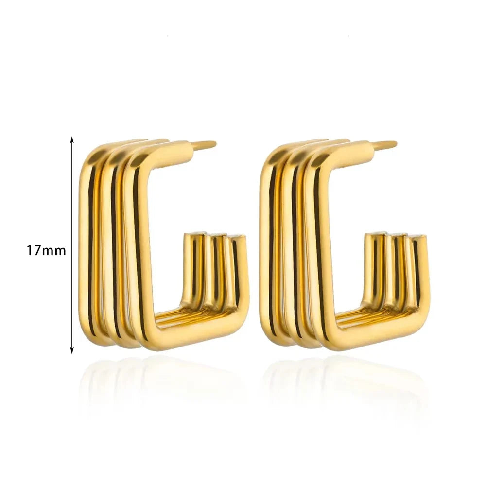 Punk Sun Face Stud Stainless Steel Earrings For Women Gold Color Star Piercing Ear Accessories Femme Gothic Jewelry Party Gift
