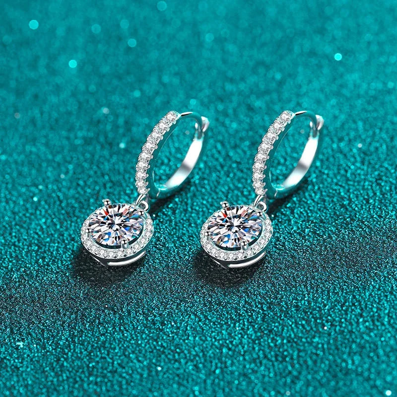 NeeTim 0.5ct 1ct D Color Moissanite Drop Earrings Orginal 925 Sterling Silver Earring for Women Sparkling Wedding Luxury Jewelry