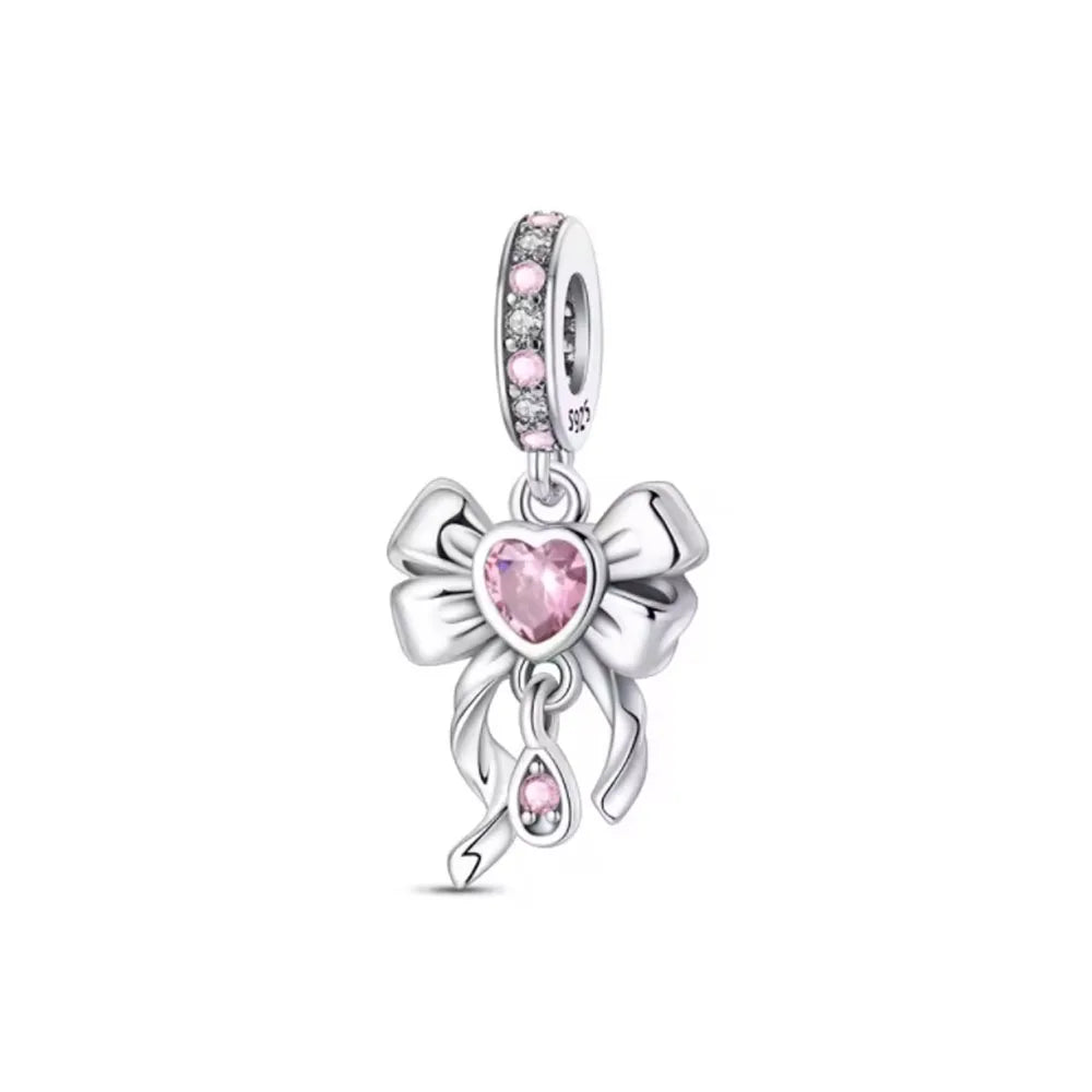 2026 Spring Pink Series Ballon Butterfly Flower Pendant Fit S925 European 925 Sterling Silver Bracelet Bangles Necklace