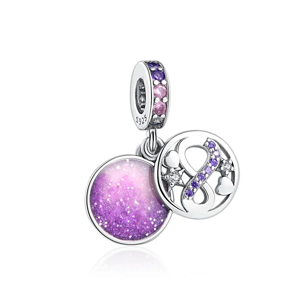European New 925 Sterling Silver Spring New Pink Flower Ballon Cat Diy Beads Charm Fit European S925 Bracelet Bangles