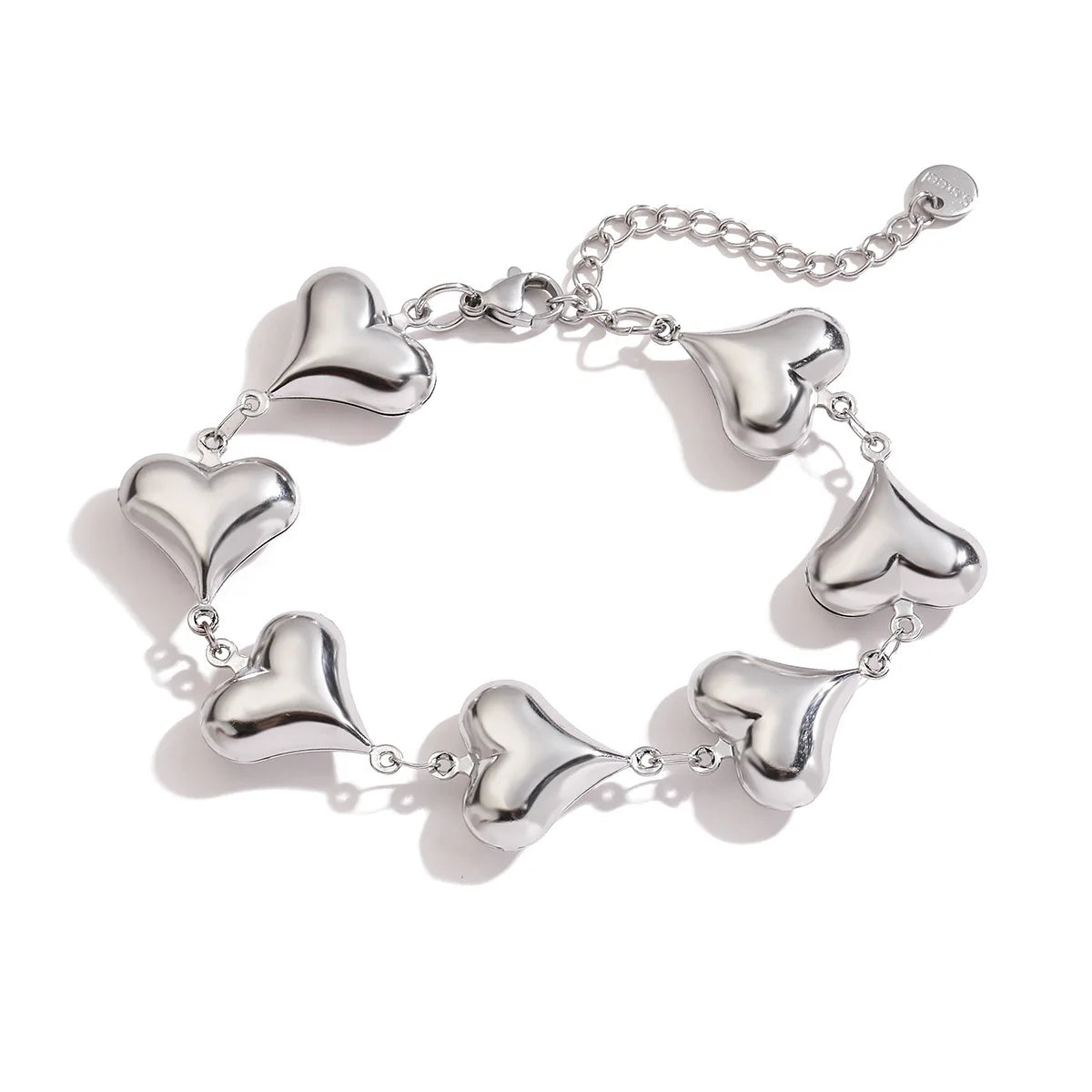 NEWBUY Wholesale Non-Fading Gold Color 316L Stainless Steel Heart Charm Bracelet For Women Casual Daily Jewelry