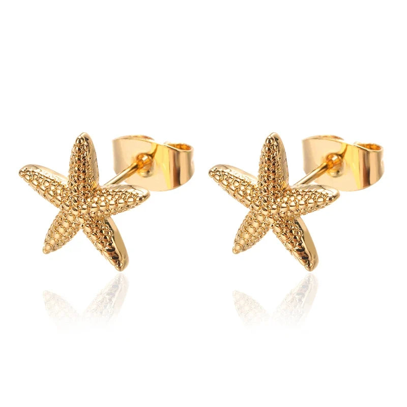 Temperament Square Texture Earring For Women Stainless Steel Gold Color Personality Trend Stud Earring Fashion Jewelry Exquisite