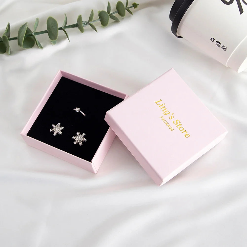 24Pcs Personalized Logo Jewelry Paper Gift Box Wedding Favors Ring Earring Necklace Pendant Bracelet Stud Bag Storage Packaging