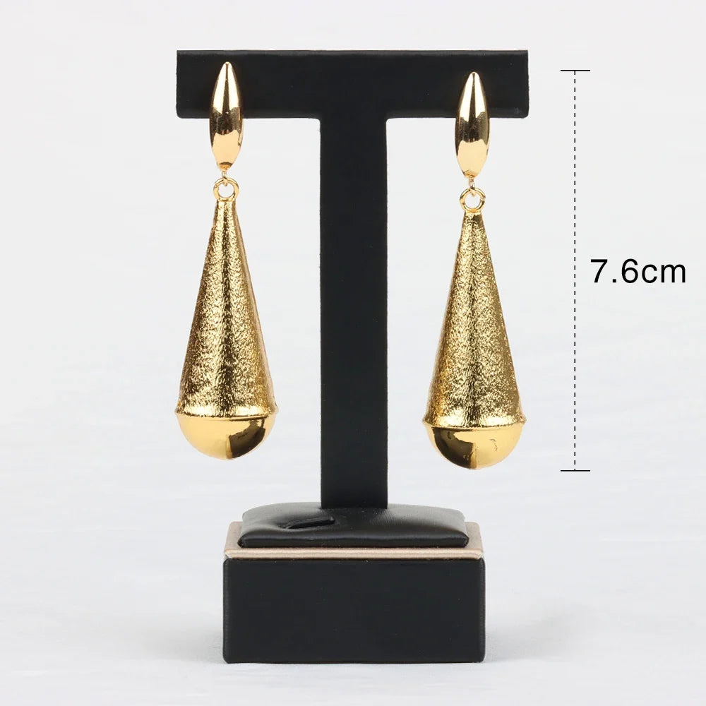 Simple Fashion Earrings for Women Girl Geometric Dubai Gold Plated Drop Earrings Exquisite Creative Wedding Bride Jewelry Party