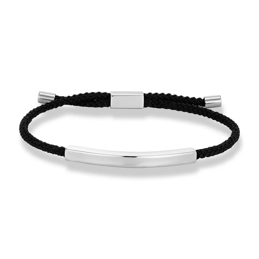 Men Women Punk SOS Custom logo Name Engrave Text Adjustable Thin Rope Bracelet customize Stainless Steel ID Bracelet