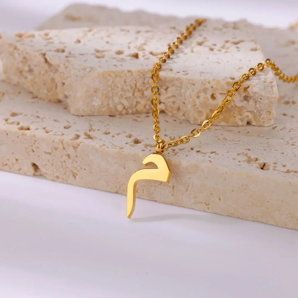 Arabic Letter Name Pendant Necklace For Women Stainless Steel Inital Chain Choker Collar Necklace 2024 Wedding Jewelry bijoux