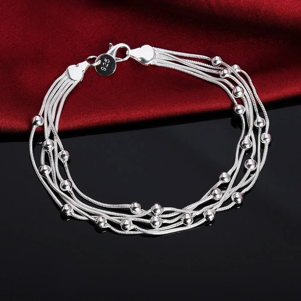 Noble 925 Sterling Silver Square Solid Chain Bracelet For Women Men Charm Party Gift Wedding Fashion Jewelry Free shipping