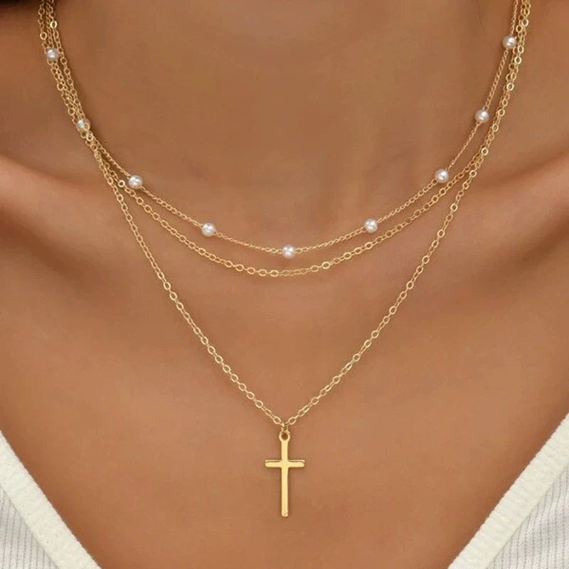 Fashion Layered Metal Bar Pendant Necklace for Women Daily Wear Gold Color Reactangle Clavicle Chain Collarbone Necklace Jewelry