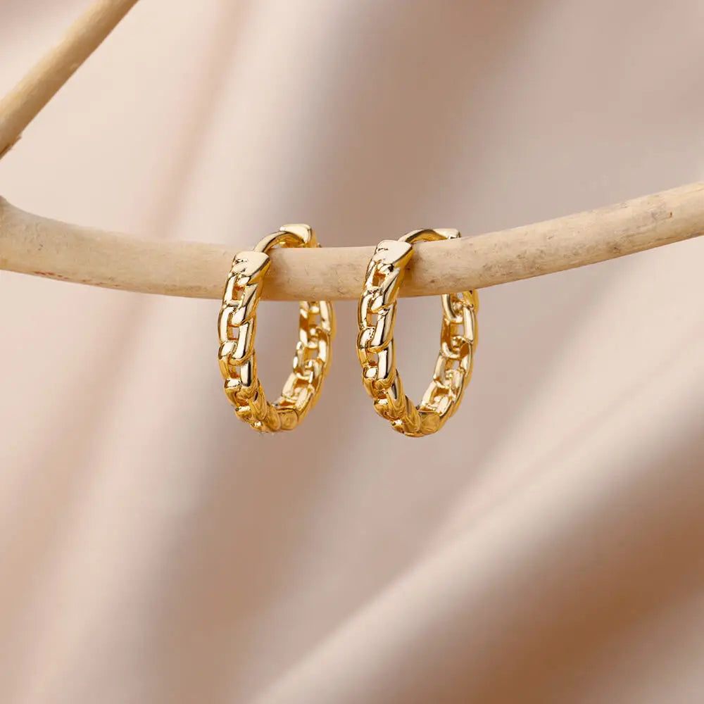 Stainless Steel Hoop Earrings For Women Gold Color Geometric Square Zircon Earring Female Wedding Aesthetic Jewerly Gift mujer