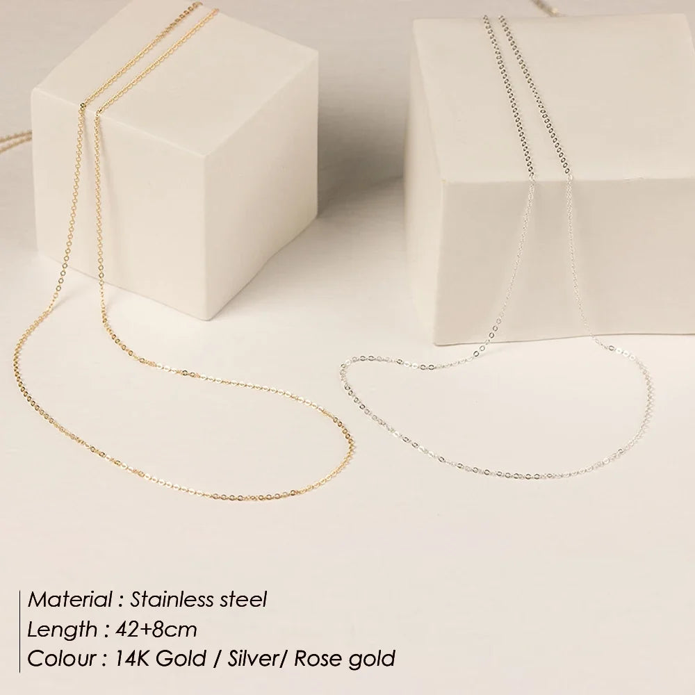 Fine Chain Necklace Stainless Steel Gold Color Pendants Short Long Statement Women Colar Gift Stainless Steel Jewelry Wholesale
