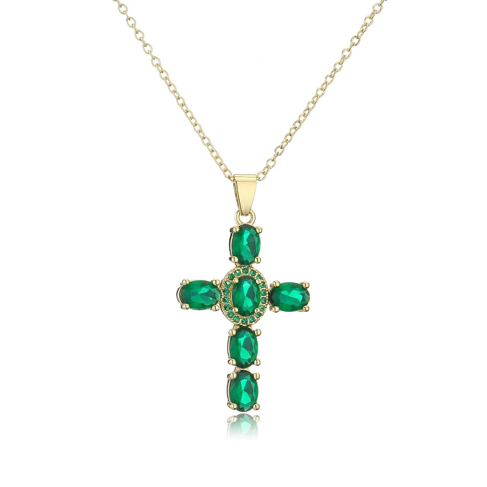 NEWBUY Classic Design Cross Pendant Necklace For Women 2026 Hot Sale Luxury AAA Cubic Zirconia Crystal Christian Jewelry Gift