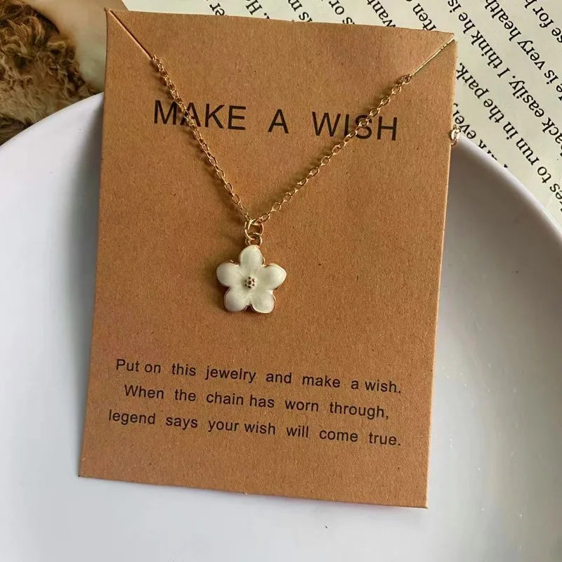 Korean Fashion Choker Necklace for Women Girl Colorful Flower Design Pendant Necklace Cute Romantic Neck Jewelry Wholesale