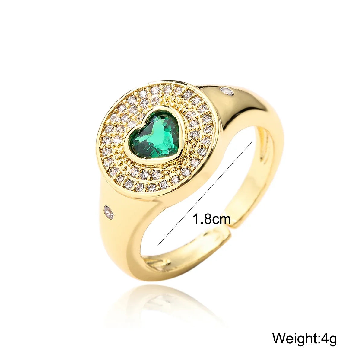 NEWBUY 2024 Hot Sale Red/Green CZ Zircon Heart Rings For Women Adjustable Gold Color Copper Wedding Jewelry Femme Bijoux