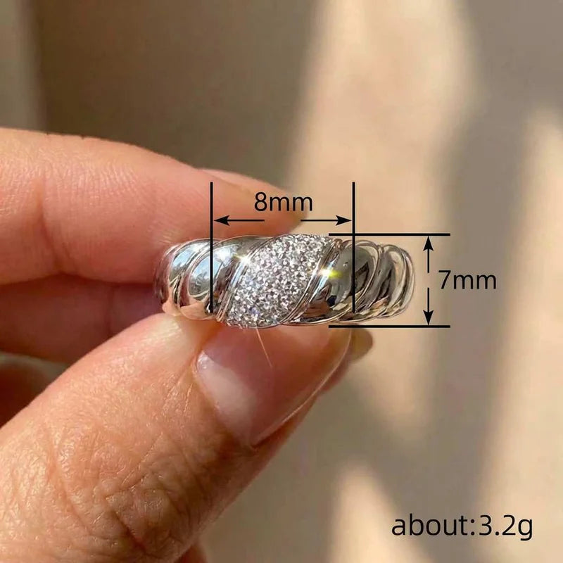 925 Sterling Silver Fashion Women's Rings Luxury Paved Crystal Cubic Zirconia Hip Hop Girls Finger-rings Versatile Fine Jewelry