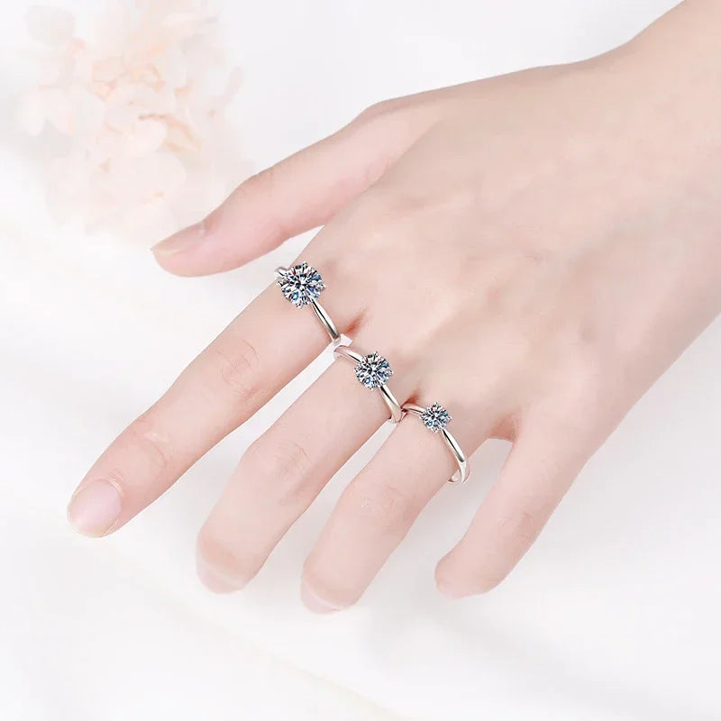 NeeTim 2ct Moissanite Engagement Ring for Women S925 Sterling Silver with Gold Plated Lab Diamond Promise Wedding Band Jewelry
