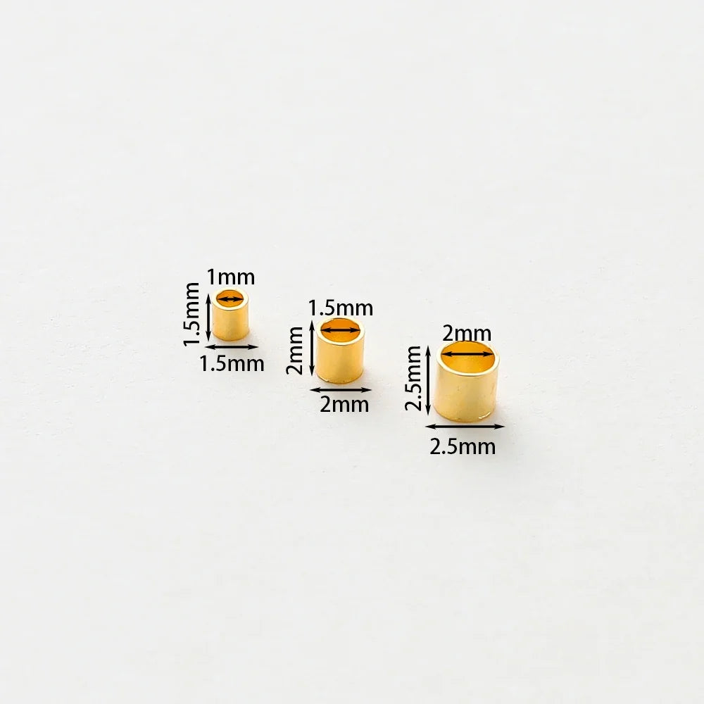 100pcs/lot 1.5/2/2.5mm 14K/18K Gold Color Plated Brass Positioning Beads for DIY Bracelet Necklace Jewelry Making Accessories