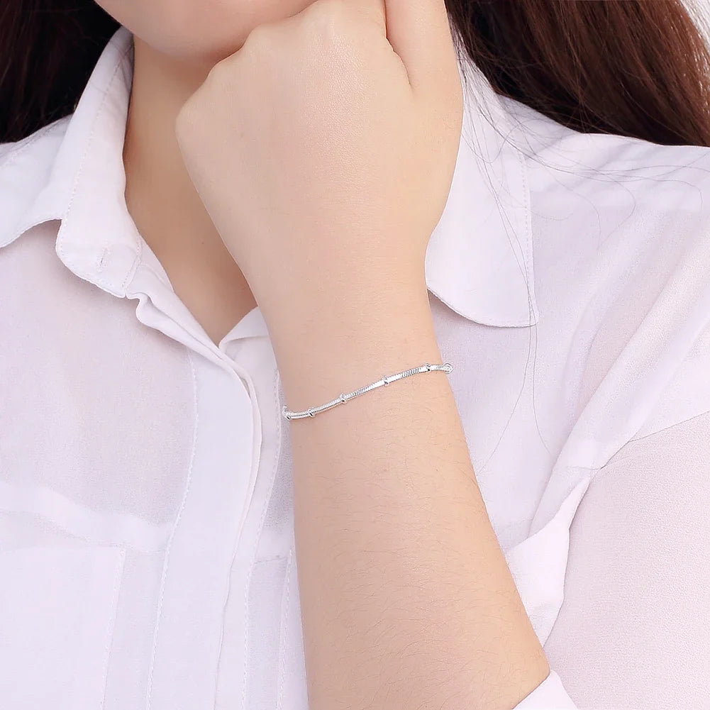 Fine Top brands 925 Sterling Silver bracelets neckalce Jewelry sets beads Snake bone chain for women man Wedding Party Gifts