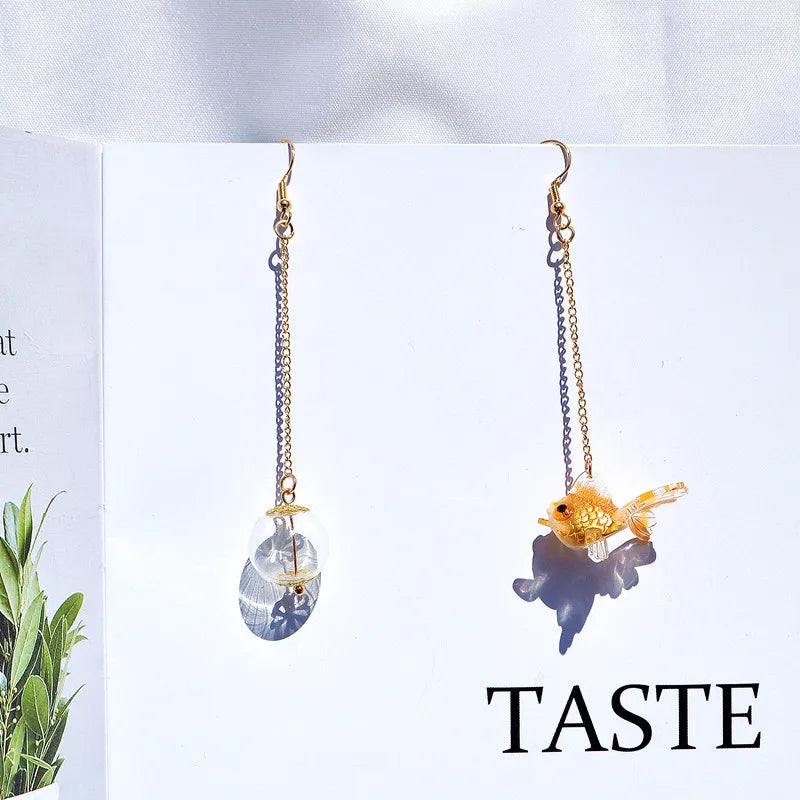 Creative Goldfish Earring Unique Transparent Goldfish Pendant Earring Cute Koi Fish Drop Earrings Personalized Jewelry Wholesale