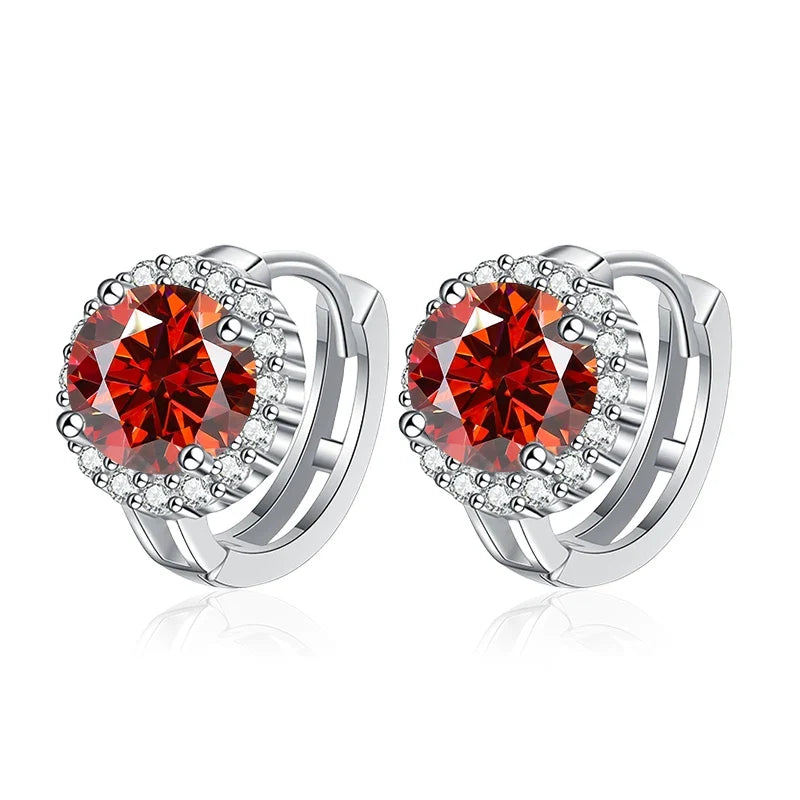 NeeTim 0.5ct 1ct Pink Moissanite Earrings Women S925 Silver Black Blue Green Grey Rainbow Lab Diamond Wedding Studs Earring