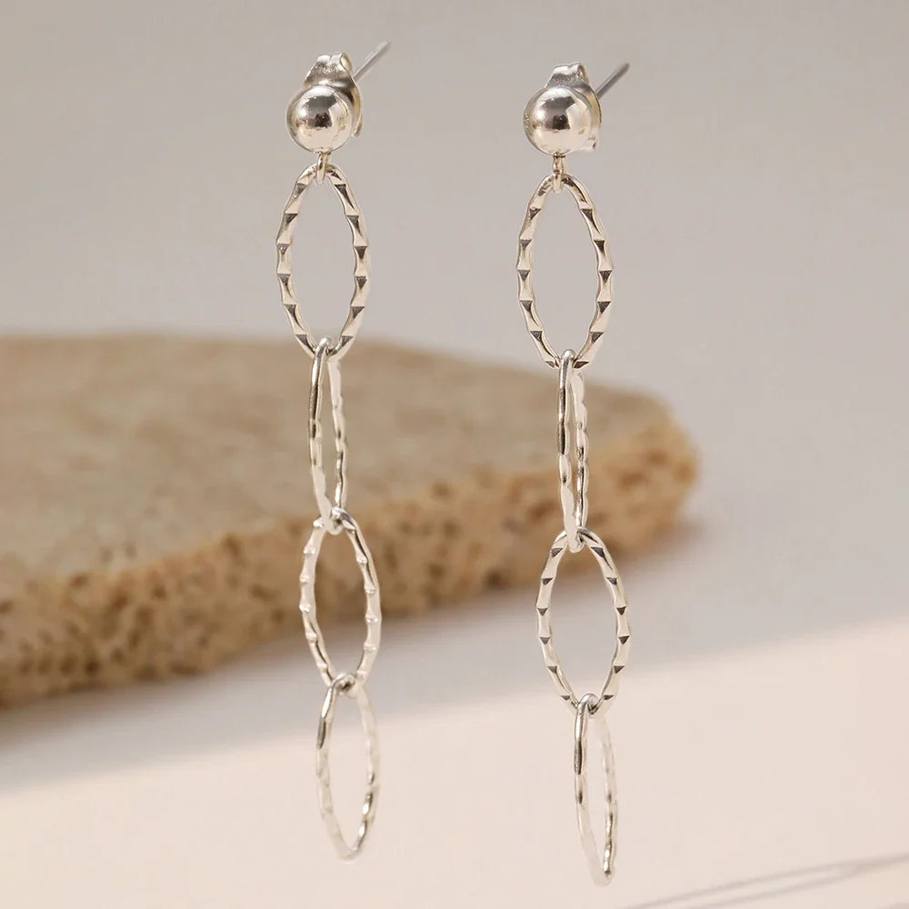 Stainless Steel Earrings Personality Irregular circle Long Fashion Simplicity High-end Sense Dangle Earrings For Women Jewelry