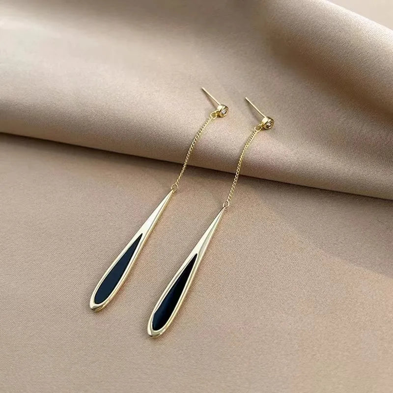 Simple Geometric Square Drop Earring For Women Korean Fashion Gold-color Line Long Tassel Dangle Earrings Party Jewelry Gift