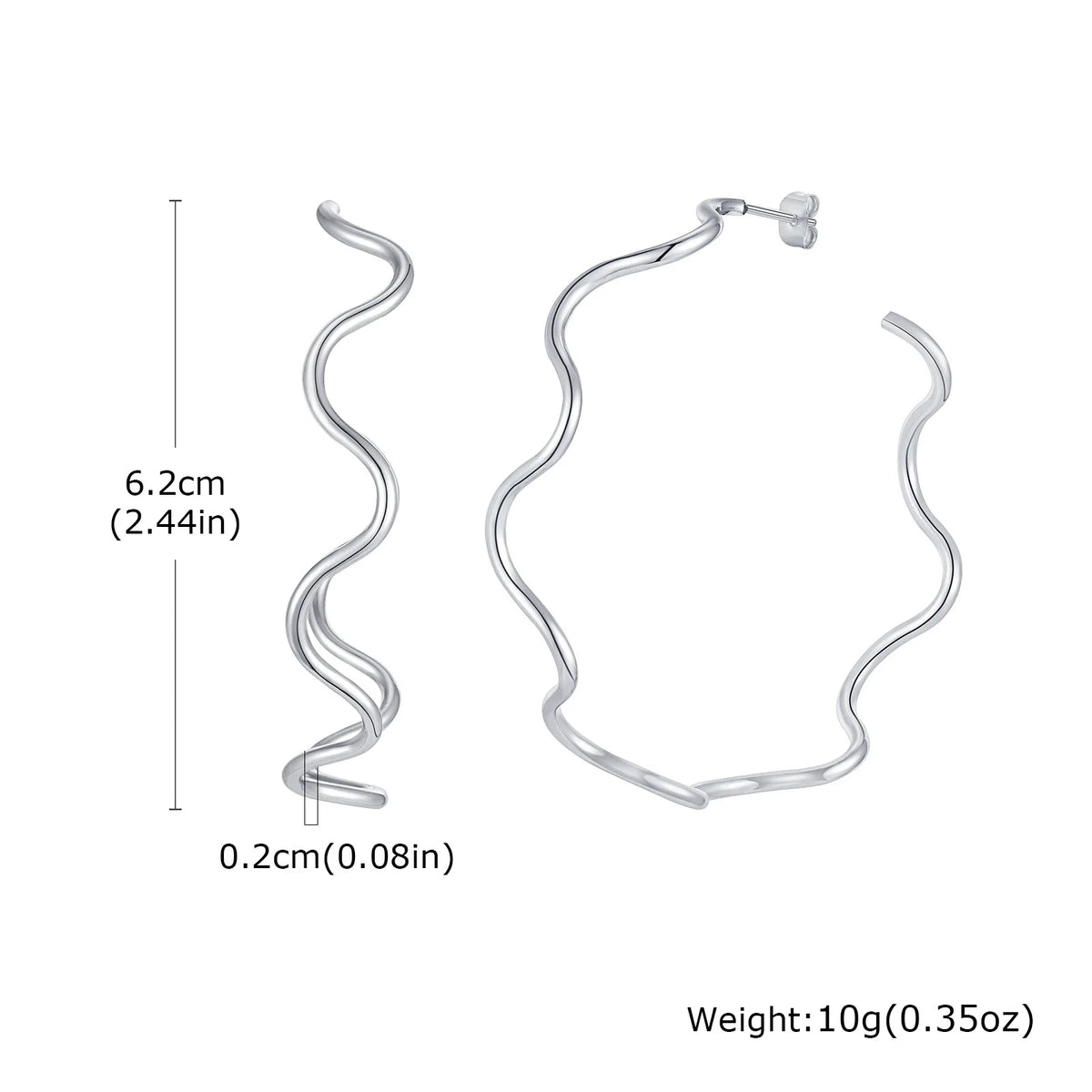 Open Hoop Earrings Women, Minimalist 18K Gold Plated Large Earrings Wave Shape Big Hoops,Stainless Steel Jewelry