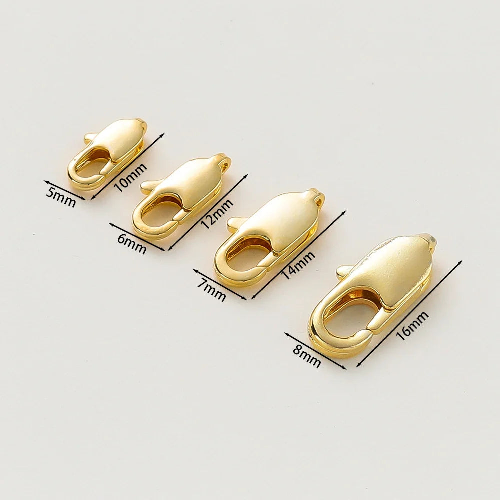 10pcs/lot 14K 18K Gold Plated Lobster Clasps Jump Rings End Chain Connector Hooks For DIY Necklace Bracelet Making Components