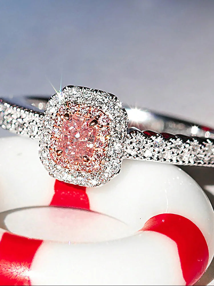 925 Sterling Silve Fashion Delicate Sweet Pink Zircon Ring For Women Anniversary Luxury Personalized High Quality Fine Jewelry
