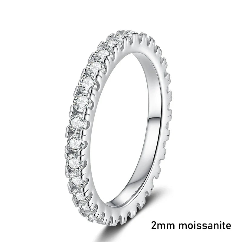 NeeTim D Color 2mm Full Moissanite Diamond Ring for Women Sterling Silver 925 with Gold Plated Wedding Bridal Band Rings Jewelry