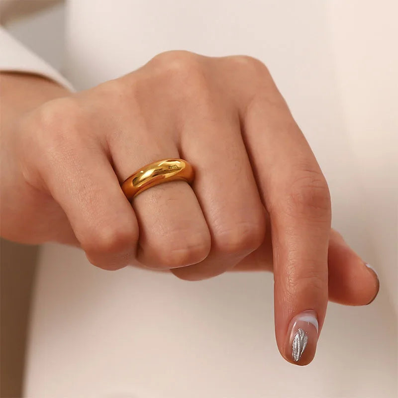 Simple Stainless Steel Women's Ring Glossy Curved Gold Color French Punk Party Ornaments for Woman Wholesale Dropshipping