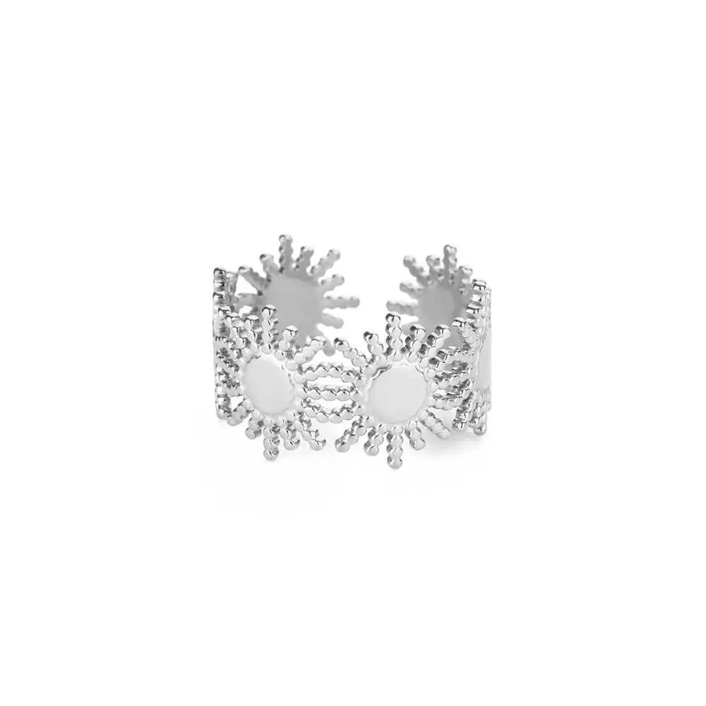 Stainless Steel Exaggerated Big Flower Rings For Women Gold Color Sunflower Finger Ring Female Fashion Aesthetic Jewelry Gift