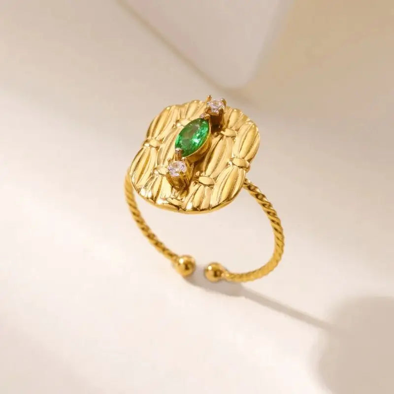 Zircon Geometric Rings For Women Stainless Steel Gold Color Open Adjustable Ring 2025 New Fashion Wedding Couple Jewelry Gift