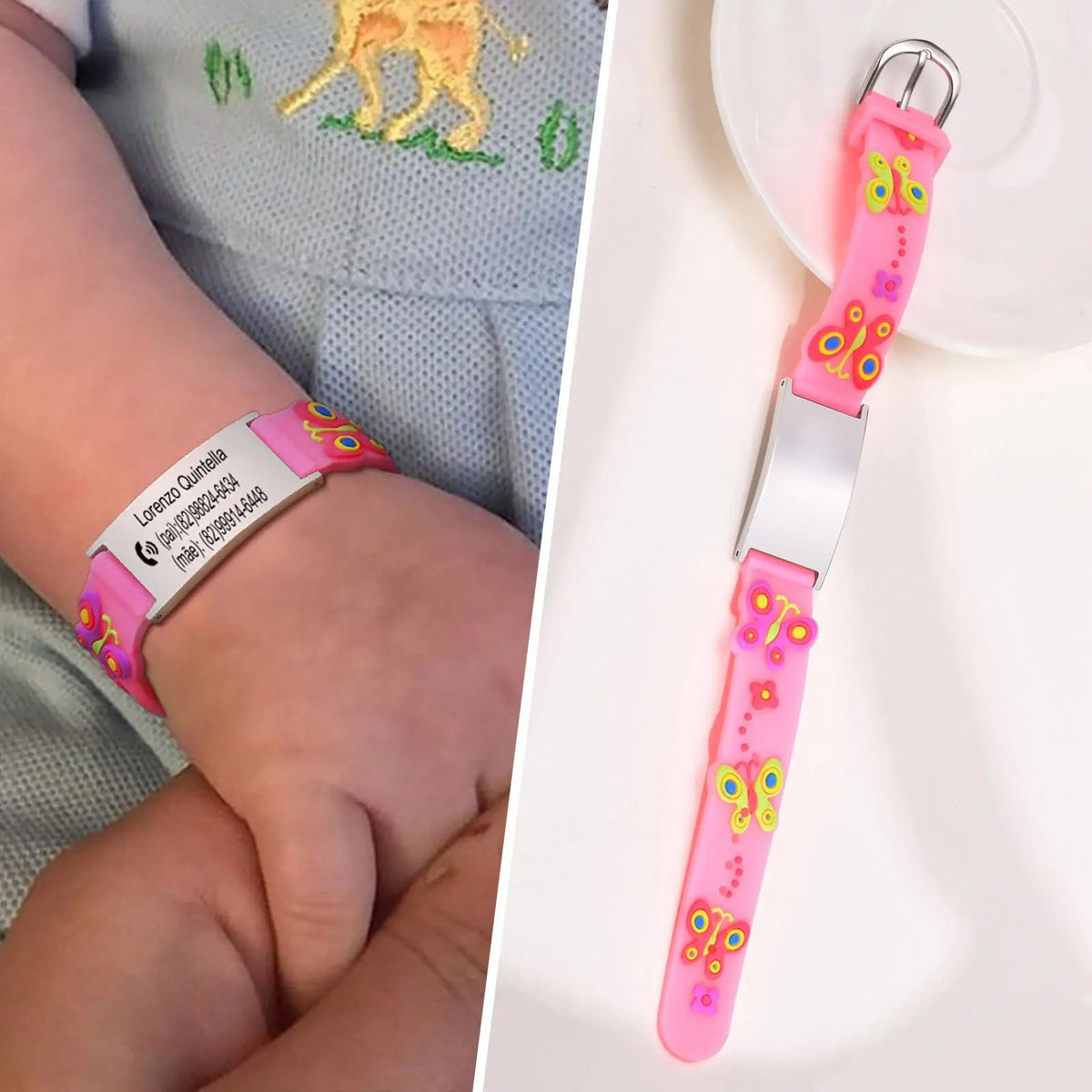 Customzied Personalized ID Bracelet for Little Girls Boys, Silicone Bracelet Adjustable, Engrave Quotes Inspirational Gift