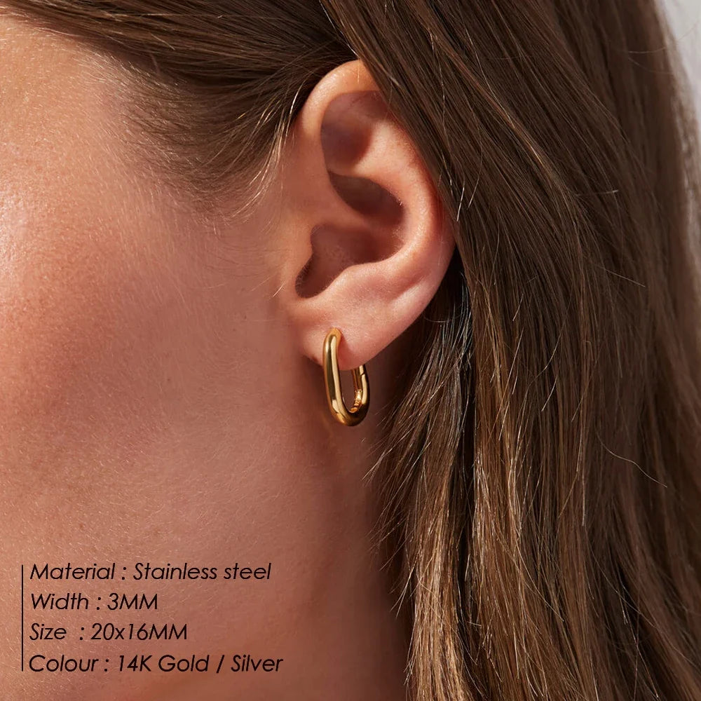 Stainless Steel Prevent Allergy Stud Earrings France Fashion Vintage Handmade U-Shape Circle Bride Jewelry Gifts