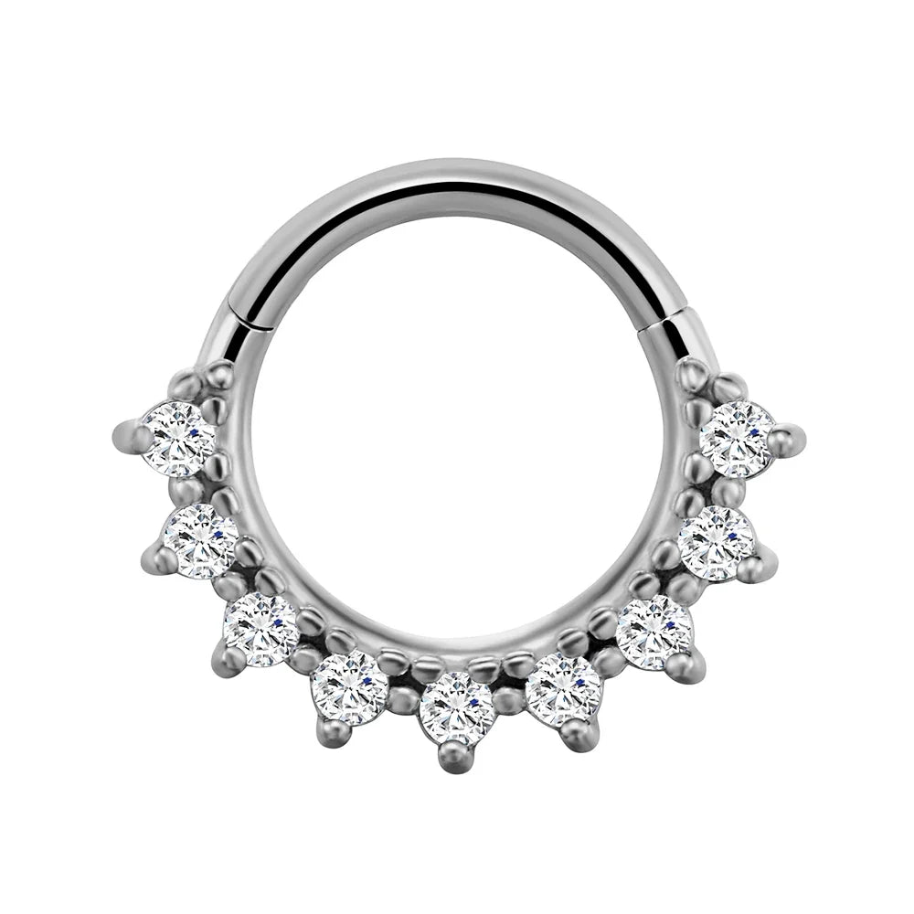 Flowers Nose Ring Septum 100% 316L Surgical Steel Zircon Clicker Daith Piercing Ear Cartilage Helix Hoop Flowers Water Drops