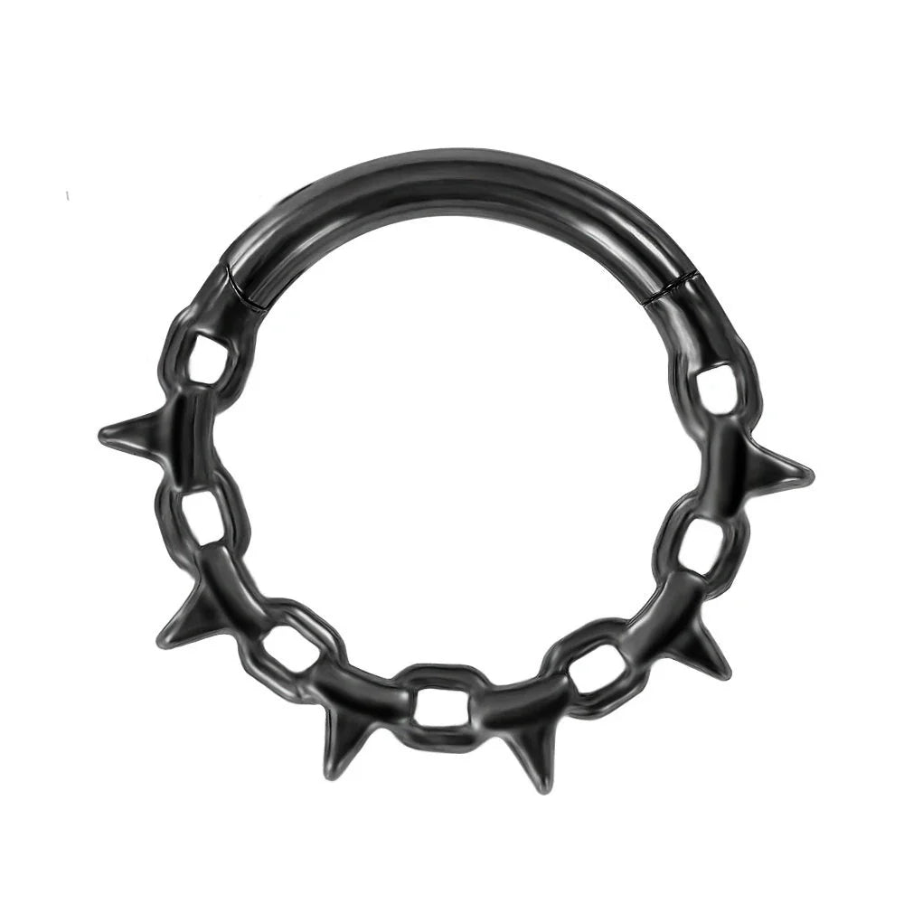 16G Vine Septum Nose Ring Piercing Hinged Clicker 316L Stainless Steel Daith Clicker Helix Cartilage Earring Chain BodyJewelry