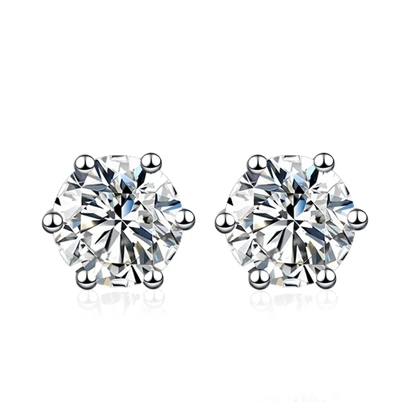 NeeTim 0.5ct 1ct 2ct Moissanite Stud Earrings for Women 925 Sterling Silver Green Pink Black Blue Grey Sparkling Studs Earring