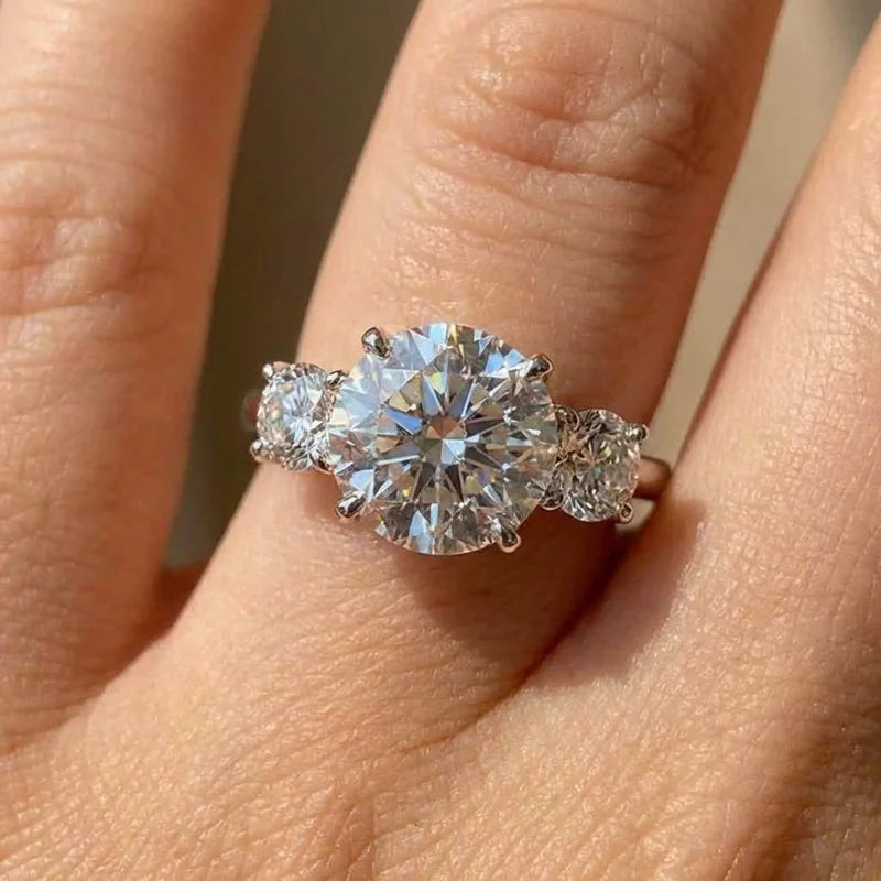 925 Sterling Silver Simple Elegant Woman Wedding Rings with Brilliant Cubic Zirconia Stone Engagement Rings Eternity Jewelry