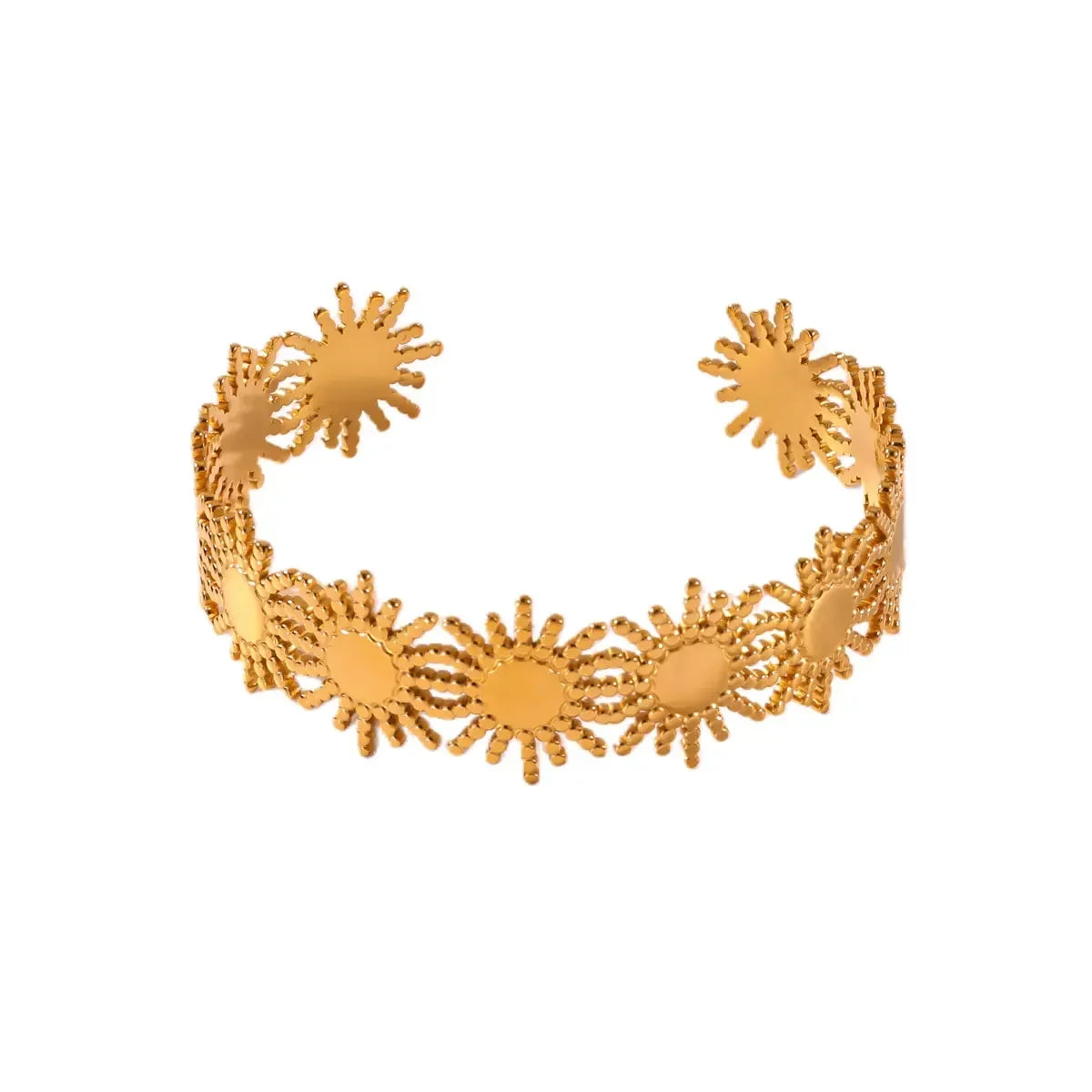 Summer Waterproof Cuff Bangles Bracelet For Women Cute Flower Double Layer Open Stainless Steel Gold Color Star Shell Jewelry